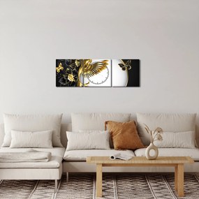Obraz - Piłka ze złotymi motywami (z zegarem) (90x30 cm)