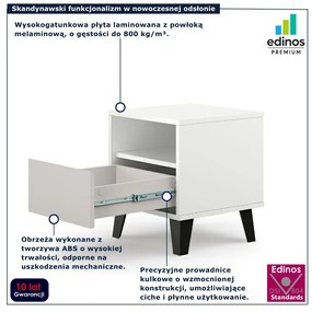 Skandynawski stolik nocny z szufladą biały + kaszmir W0-P34