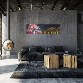 Obraz fajerwerków w Singapurze (170x50 cm)