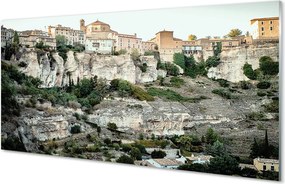 Szkło do Kuchni na Ścianę Górska Panorama Hiszpańskiego Miasta