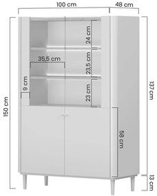 Witryna Elivo 100 cm na nóżkach - kaszmir / dąb olejowany