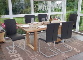 Krzesło do jadalni MCW-F36 (zestaw 6 sztuk), imitacja skóry, czarne