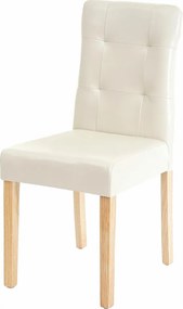 Krzesło do jadalni MCW-E58 (zestaw 6 sztuk),  imitacja skóry kremowy, jasne nogi