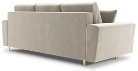 Beżowa aksamitna rozkładana/ze schowkiem sofa 235 cm Kyoto – Cosmopolitan Design