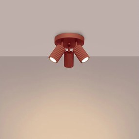 Lampa sufitowa minimalistyczny Gloow, aluminium - 3 źródło światła 3000K - L.19.5 x H.18 cm - ochra czerwona