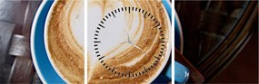 Obraz - Latte Art (z zegarem) (90x30 cm)