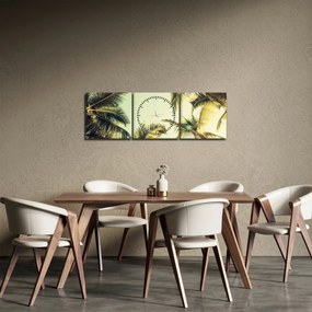 Obraz z palmami kokosowymi (z zegarem) (90x30 cm)