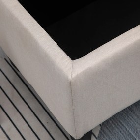 HOMCOM Ławka tapicerowana ławka ze schowkiem poliester imitacja lnu drewno kolor kremowy