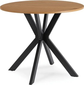 Zestaw Stół Okrągły LAUREN 80 cm Dąb Złoty/Czarny i 4 Krzesła ROBIN Beżowe
