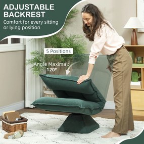 HOMCOM Nowoczesne Krzesło Podłogowe z 5-stopniową Regulacją Oparcia, Obrotowe, Zielony