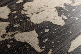 Obraz na korku mapa na drewnianym tle