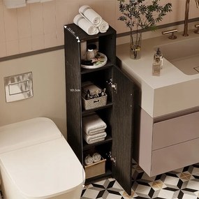 Szafka łazienkowa słupek wąski czarny drzwi wysoki półki nowoczesna 101 cm