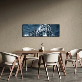 Obraz architektury w ciemności (z zegarem) (90x30 cm)