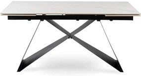 Stół Rozkładany Prostokątny VICTOR 160-240 cm Ceramiczny Biały Marmur/Czarny do Jadalni Nowoczesny Loft
