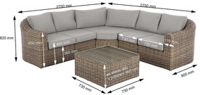 Rattanowy zestaw modułowy BORNEO LUXURY dla 9 osób (brązowy)