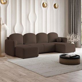 Masseno Narożnik NUBERO z funkcją spania i pojemnikiem na pościel Narozniki U, Rozkładana sofa - Brązowy, QUELLE 25