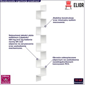 Narożna biała pólka ścienna - Flora 6X