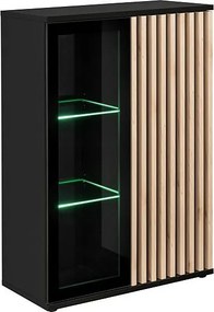 Witryna niska CAMERON LED hickory jackson/czarna