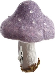 Jesienna dekoracja z klipsem GRZYB 13,5 cm, fioletowa