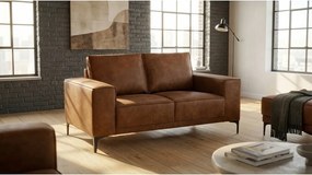 Koniakowa sofa z imitacji skóry 164 cm Copenhagen – Scandic