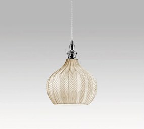 Cleofe lampa wisząca z przezroczystego szkła ochrowego i chromu, gniazdo E27, styl vintage, IP20, Ø23 cm