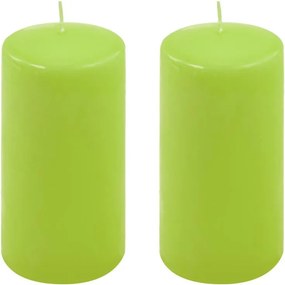 Zestaw świec słupkowych, 15 cm, Ø 7,5 cm, jasnozielony 2 szt