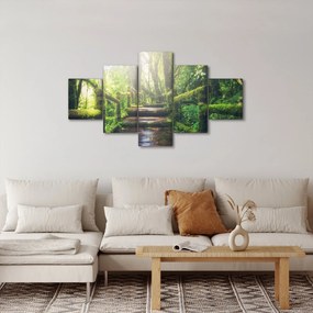 Obraz - drewniane schody w lesie (125x70 cm)