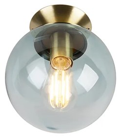 Lampa sufitowa w stylu art deco mosiądz z niebieskim szkłem - Pallon