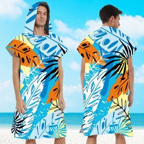 Ponczo plażowe SUMMER FRESH niebiesko-żółte 80x145 cm