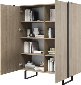 Komoda wysoka Verica 120 cm dwudrzwiowa - dąb biszkoptowy / czarne nóżki