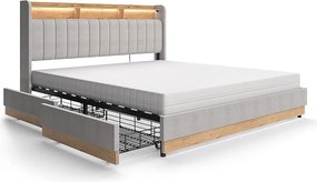 Łóżko tapicerowane szary 187.5x216x113.2 nura