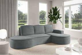 Narożnik MOLLY Prawostronny z funkcją spania, wolnostojący tkanina CURIO 97 Szary