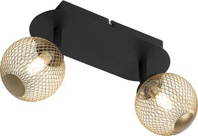 Reflektor czarny ze złotem 2-światła - Athens Wire