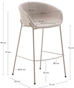 Beżowy hoker (wysokość siedziska 75 cm) Yvette – Kave Home