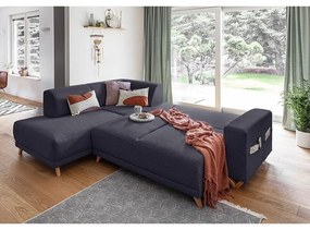 Antracytowy rozkładany/ze schowkiem narożnik (lewostronny/w kształcie litery L) Classy Sophie – Miuform
