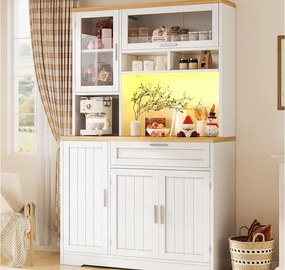 Mebel kuchenny - 104x40x180 cm - z 4 drzwiami i 1 szufladą - z oświetleniem LED - Biały