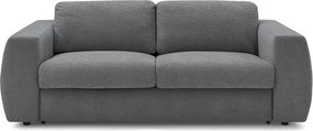 Ciemnoszara rozkładana sofa do spania z tkaniny szenilowej 220 cm Hugo – Bobochic Paris