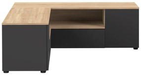 Czarna szafka pod TV w dekorze dębu 130x46 cm Angle – TemaHome