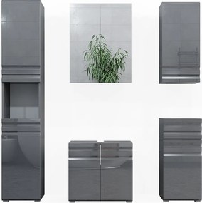 Zestaw mebli łazienkowych antracyt wysoki połysk 56x34x60 fredd