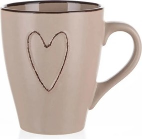 Banquet Kubek ceramiczny HEART 310 ml, 6 sztuk, beżowy