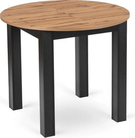 Stół Okrągły Rozkładany HARRY 92-132 cm Dąb Craft/Czarny Loft