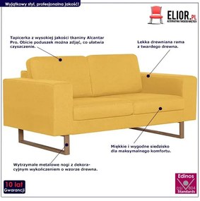 Elegancka dwuosobowa sofa Williams 2X - żółta