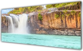 Panel Szklany do Kuchni Jezioro pod Górskim Wodospadem
