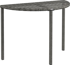 Outsunny Stolik Balkonowy, półokrągły, Polirattan+Metal, 100x50x74 cm, Szary