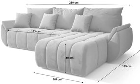 Welurowa brązowa sofa w kształcie litery L - Ikto
