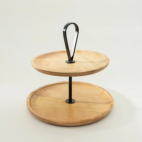 Patera drewniana dwupoziomowa Kabir 34x35 cm