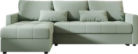 Rozkładana dwustronna sofa narożna do L VENORIA 220x143 cm, jasny zielony + 2 poduszki GRATIS