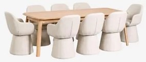 Zestaw Stołu Rozkładanego 220-320x95 Cm Z Drewna Dębowego Treveris Oraz 8 Krzeseł Jadalnianych Z Podłokietnikami, Tapicerowany Roble - Sklum