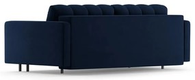 Ciemnoniebieska aksamitna rozkładana sofa ze schowkiem 222 cm Bali – Cosmopolitan Design