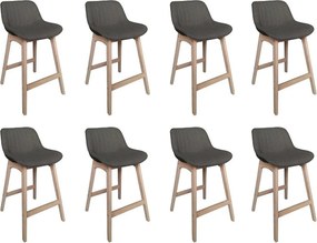 Komplet dębowych krzeseł wyspowych i barowych z siedziskiem z tkaniny MELLOW o szerokości 65 cm